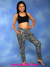 Bold Zebra Harem Pants and Black X-Back Padded Bra Outfit