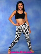 Fierce Zebra Harem Pants and Black X-Back Padded Bra Outfit