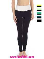Colorblock Waistband Ankle Length Thick Leggings