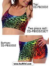 EPIC Rainbow Leopard Print Bra Top and Shorts Outfit