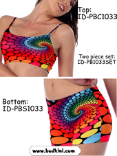 EPIC Rainbow Dot Swirl Bra Top and Shorts Outfit