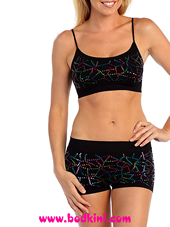 Tactel Shattered Sequins Bra Top and Shorts Set