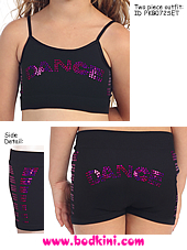 Tactel Mini Dance/Tron Sequins Bra Top and Shorts Outfit