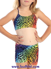 Mini EPIC Rainbow Leopard Bra Top and Shorts Outfit