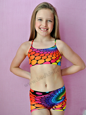 Mini EPIC Rainbow Dot Swirl Bra Top and Shorts Outfit