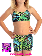 Mini EPIC Rainforest Leopard Bra Top and Shorts Outfit