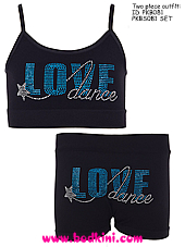 Tactel Mini Love Dance Star Bra Top and Shorts Outfit