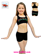 Mini Dance Neon Stud Racer Bra and Shorts Outfit - Kulon - CLEARANCE!