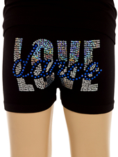 Tactel Mini Love Dance Sequins and Stones Shorts